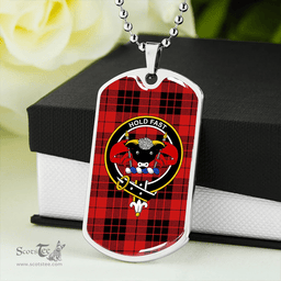 ScottishPlaid MacLeod of Raasay Modern Clan Tartan Dog Tag Necklace - Crest Classic Scottish Plaid Tartan Plaid