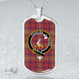 ScottishPlaid MacTier Weathered Clan Tartan Dog Tag Necklace - Crest Classic Scottish Plaid Tartan Plaid