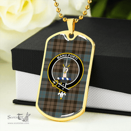 ScottishPlaid MacKay Weathered Clan Tartan Dog Tag Necklace - Crest Classic Scottish Plaid Tartan Plaid