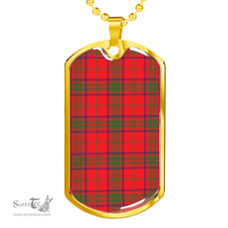 Scottish Ross Modern Clan Tartan Dog Tag Necklace - Classic Scottish Plaid Tartan Plaid
