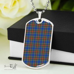 Scottish MacBeth Ancient Clan Tartan Dog Tag Necklace - Classic Scottish Plaid Tartan Plaid