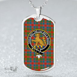 ScottishPlaid MacGowan (Gow) Ancient Clan Tartan Dog Tag Necklace - Crest Classic Scottish Plaid Tartan Plaid
