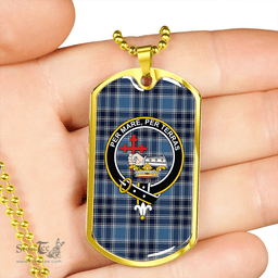 ScottishPlaid MacDonald Lord of the Isles Hunting Blue (Donald Lord of the Isles Hunting Blue) Modern Clan Tartan Dog Tag Necklace - Crest Classic Scottish Plaid Tartan Plaid