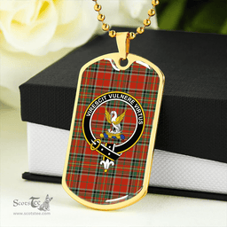 ScottishPlaid Stewart of Galloway Ancient Clan Tartan Dog Tag Necklace - Crest Classic Scottish Plaid Tartan Plaid