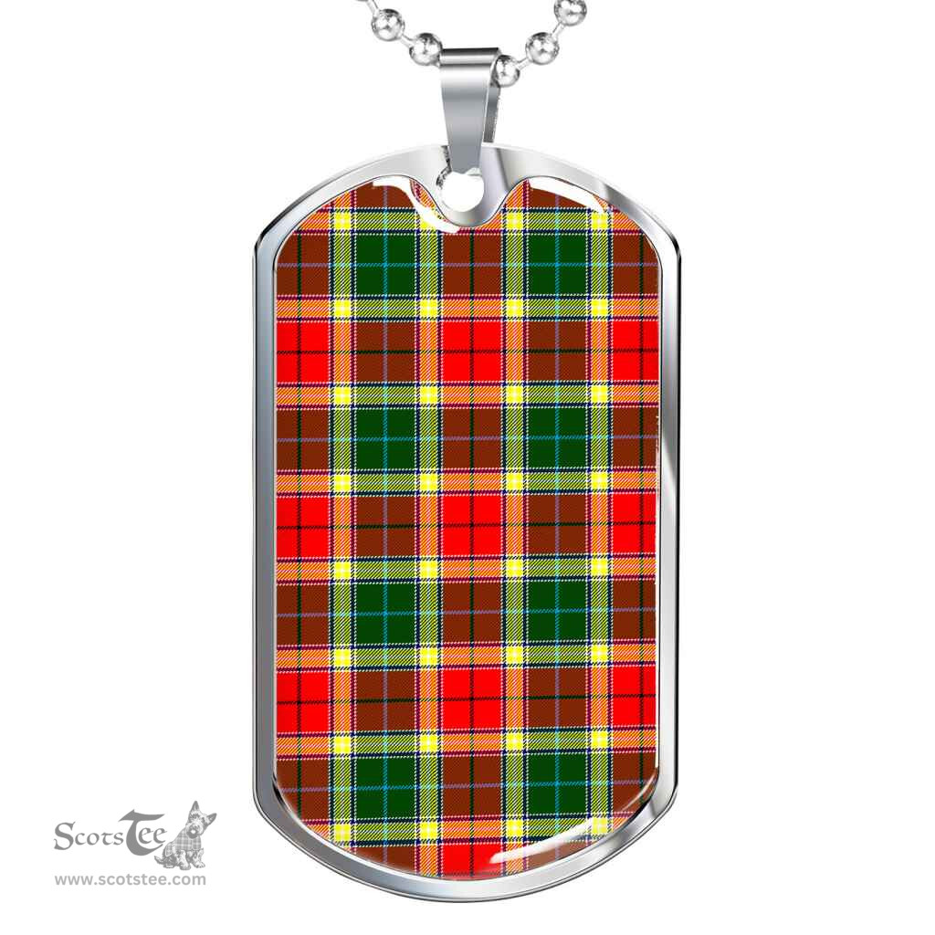 Scottish Gibbs Clan Tartan Dog Tag Necklace - Classic Scottish Plaid Tartan Plaid