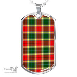 Scottish Gibbs Clan Tartan Dog Tag Necklace - Classic Scottish Plaid Tartan Plaid