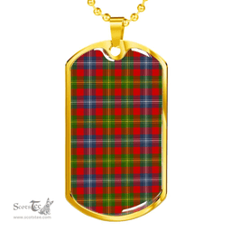 Scottish Forrester Clan Tartan Dog Tag Necklace - Classic Scottish Plaid Tartan Plaid