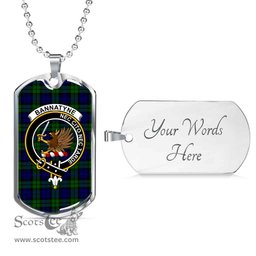 Scottish Bannatyne Clan Tartan Dog Tag Necklace - Crest Classic Scottish Plaid Tartan Plaid