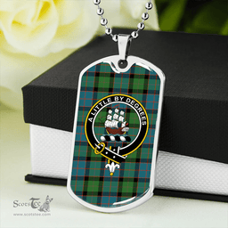 ScottishPlaid MacWilliam (Williamson) Ancient Clan Tartan Dog Tag Necklace - Crest Classic Scottish Plaid Tartan Plaid