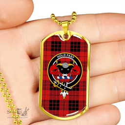 ScottishPlaid MacLeod of Raasay Modern Clan Tartan Dog Tag Necklace - Crest Classic Scottish Plaid Tartan Plaid