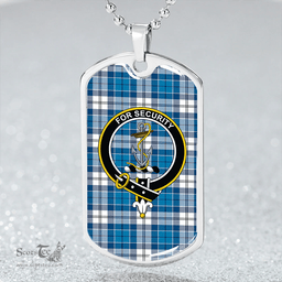 ScottishPlaid Roberton Clan Tartan Dog Tag Necklace - Crest Classic Scottish Plaid Tartan Plaid