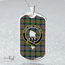 ScottishPlaid Tennant Ancient Clan Tartan Dog Tag Necklace - Crest Classic Scottish Plaid Tartan Plaid
