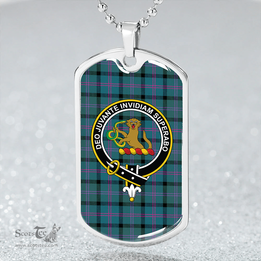 ScottishPlaid MacThomas (Thompson/Thomson) Ancient Clan Tartan Dog Tag Necklace - Crest Classic Scottish Plaid Tartan Plaid