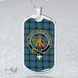ScottishPlaid MacThomas (Thompson/Thomson) Ancient Clan Tartan Dog Tag Necklace - Crest Classic Scottish Plaid Tartan Plaid