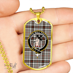 ScottishPlaid Thomson Dress Grey (Thompson Dress Grey) Modern Clan Tartan Dog Tag Necklace - Crest Classic Scottish Plaid Tartan Plaid