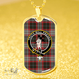 ScottishPlaid Thomson Black #2 (Thompson Black #2) Weathered Clan Tartan Dog Tag Necklace - Crest Classic Scottish Plaid Tartan Plaid