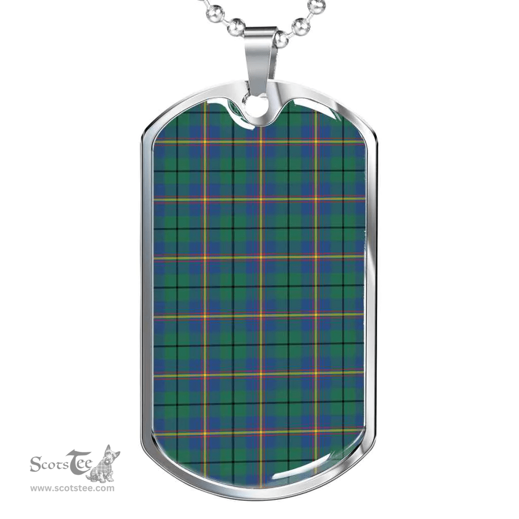 Scottish Carmichael Ancient Clan Tartan Dog Tag Necklace - Classic Scottish Plaid Tartan Plaid