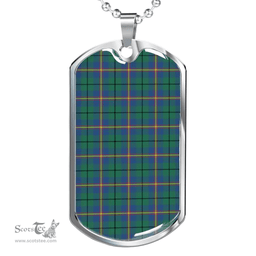 Scottish Carmichael Ancient Clan Tartan Dog Tag Necklace - Classic Scottish Plaid Tartan Plaid