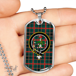 ScottishPlaid MacDonagh Modern Clan Tartan Dog Tag Necklace - Crest Classic Scottish Plaid Tartan Plaid