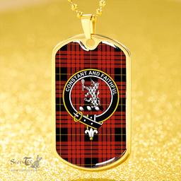 ScottishPlaid MacQueen Ancient Clan Tartan Dog Tag Necklace - Crest Classic Scottish Plaid Tartan Plaid