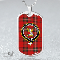 ScottishPlaid Stewart of Rothesay Modern Clan Tartan Dog Tag Necklace - Crest Classic Scottish Plaid Tartan Plaid