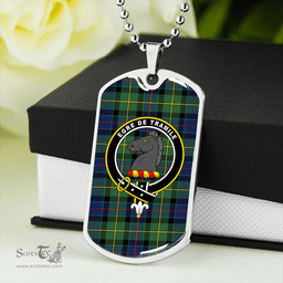 ScottishPlaid Tait Modern Clan Tartan Dog Tag Necklace - Crest Classic Scottish Plaid Tartan Plaid