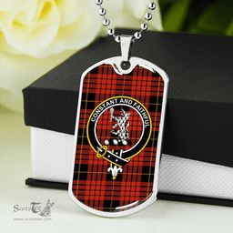 ScottishPlaid MacQueen Ancient Clan Tartan Dog Tag Necklace - Crest Classic Scottish Plaid Tartan Plaid