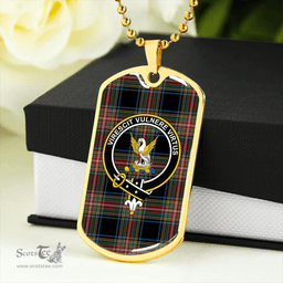 ScottishPlaid Stewart Black Ancient Clan Tartan Dog Tag Necklace - Crest Classic Scottish Plaid Tartan Plaid