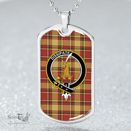 ScottishPlaid Scrimgeour of Glassary Weathered Clan Tartan Dog Tag Necklace - Crest Classic Scottish Plaid Tartan Plaid