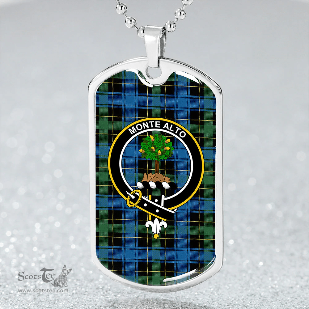 ScottishPlaid Mowat (Clans Originaux) Ancient Clan Tartan Dog Tag Necklace - Crest Classic Scottish Plaid Tartan Plaid