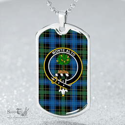 ScottishPlaid Mowat (Clans Originaux) Ancient Clan Tartan Dog Tag Necklace - Crest Classic Scottish Plaid Tartan Plaid