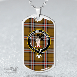ScottishPlaid Thomson Camel #2 (Thompson Camel #2) Modern Clan Tartan Dog Tag Necklace - Crest Classic Scottish Plaid Tartan Plaid