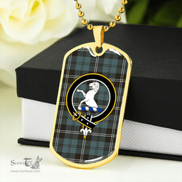 ScottishPlaid Swan Weathered Clan Tartan Dog Tag Necklace - Crest Classic Scottish Plaid Tartan Plaid