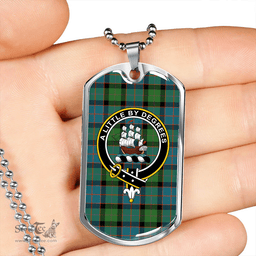 ScottishPlaid MacWilliam (Williamson) Ancient Clan Tartan Dog Tag Necklace - Crest Classic Scottish Plaid Tartan Plaid