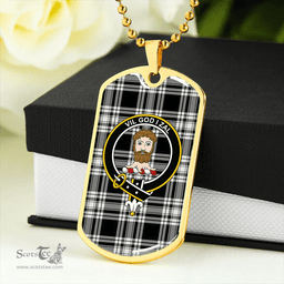 ScottishPlaid Menzies 1938 Modern Clan Tartan Dog Tag Necklace - Crest Classic Scottish Plaid Tartan Plaid