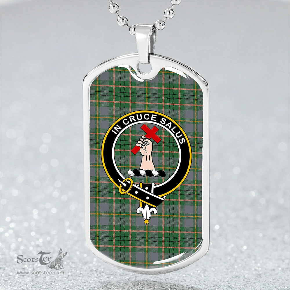 ScottishPlaid Taylor Weathered Clan Tartan Dog Tag Necklace - Crest Classic Scottish Plaid Tartan Plaid