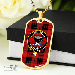 ScottishPlaid MacLeod of Raasay Modern Clan Tartan Dog Tag Necklace - Crest Classic Scottish Plaid Tartan Plaid