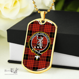 ScottishPlaid MacQueen Ancient Clan Tartan Dog Tag Necklace - Crest Classic Scottish Plaid Tartan Plaid