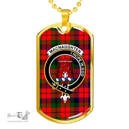 Scottish MacNaughten Clan Tartan Dog Tag Necklace - Crest Classic Scottish Plaid Tartan Plaid