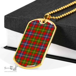 Scottish Forrester Clan Tartan Dog Tag Necklace - Classic Scottish Plaid Tartan Plaid