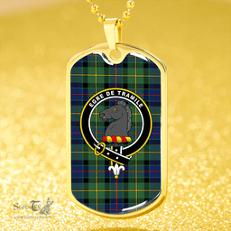ScottishPlaid Tait Modern Clan Tartan Dog Tag Necklace - Crest Classic Scottish Plaid Tartan Plaid