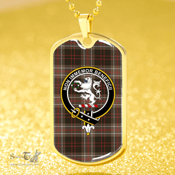 ScottishPlaid MacDiarmid Weathered Clan Tartan Dog Tag Necklace - Crest Classic Scottish Plaid Tartan Plaid