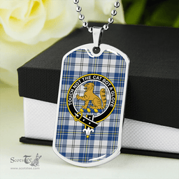 ScottishPlaid MacPherson Dress Royal Blue #2 Modern Clan Tartan Dog Tag Necklace - Crest Classic Scottish Plaid Tartan Plaid