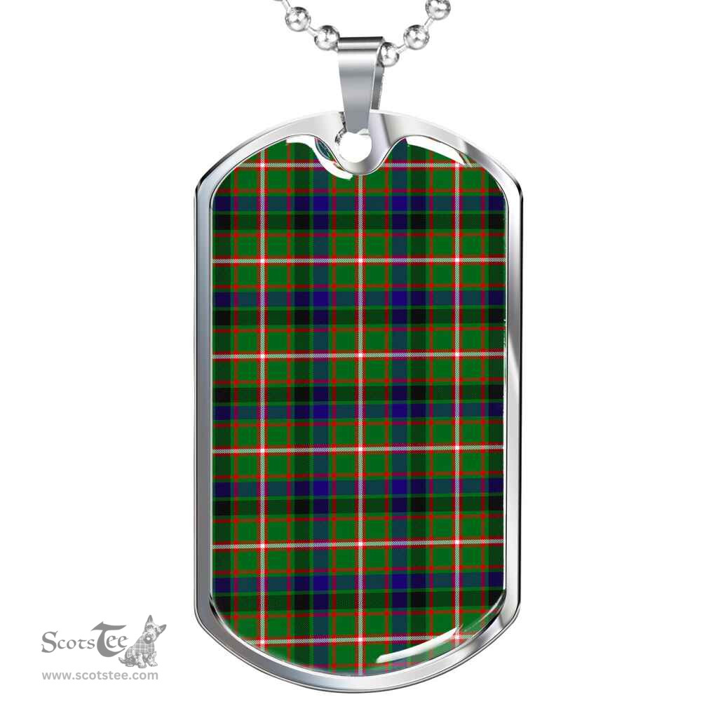 Scottish Reid Green Clan Tartan Dog Tag Necklace - Classic Scottish Plaid Tartan Plaid