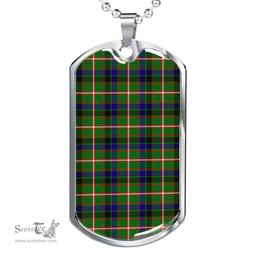 Scottish Reid Green Clan Tartan Dog Tag Necklace - Classic Scottish Plaid Tartan Plaid