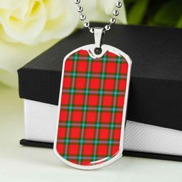 Scottish MacLaine of Loch Buie Clan Tartan Dog Tag Necklace - Classic Scottish Plaid Tartan Plaid