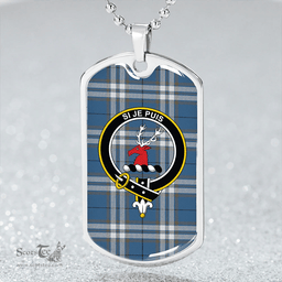 ScottishPlaid MacLintock #2 Ancient Clan Tartan Dog Tag Necklace - Crest Classic Scottish Plaid Tartan Plaid