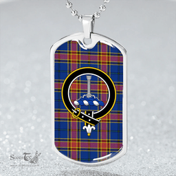 ScottishPlaid Traill (Trayle) Modern Clan Tartan Dog Tag Necklace - Crest Classic Scottish Plaid Tartan Plaid