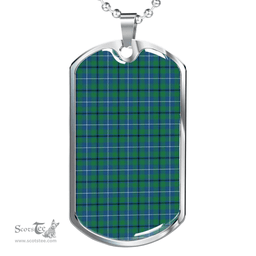 Scottish Douglas Ancient Clan Tartan Dog Tag Necklace - Classic Scottish Plaid Tartan Plaid