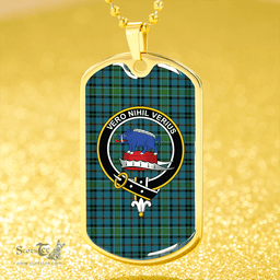 ScottishPlaid Weir Ancient Clan Tartan Dog Tag Necklace - Crest Classic Scottish Plaid Tartan Plaid
